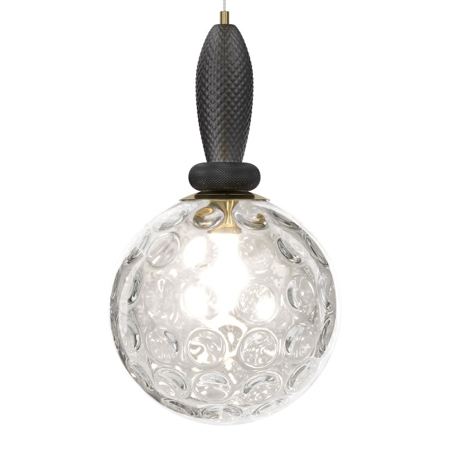 Grey Globe Pendant Ceiling Light with Dimpled Glass Effect - Vercelli