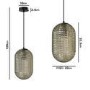 Grey Textured Smoked Glass Long Pendant Light - Lugo