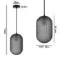 Dark Grey Textured Smoked Glass Long Pendant Light - Lugo