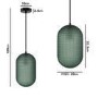 Green Textured Smoked Glass Long Pendant Light - Lugo