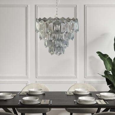 10 Light Smoked Glass Tiered Pendant Chandelier - Forentino