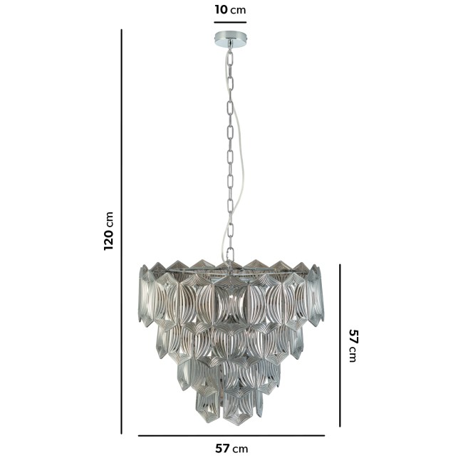 10 Light Smoked Glass Tiered Pendant Chandelier - Forentino