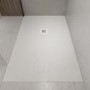 1000x800mm Rectangular Shower Tray with Grate - White Stone Resin Slate Effect - Sileti