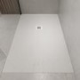 1400x800mm Stone Resin White Slate Effect Rectangular Shower Tray with Grate - Sileti