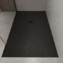 1200x900mm Stone Resin Black Slate Effect Low Profile Rectangular Shower Tray with Grate - Sileti