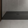 1200x900mm Stone Resin Black Slate Effect Low Profile Rectangular Shower Tray with Grate - Sileti