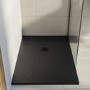 1200x900mm Stone Resin Black Slate Effect Low Profile Rectangular Shower Tray with Grate - Sileti