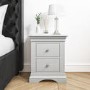 ALMOST PERFECT - Grey Painted French 2 Drawer Bedside Table - Olivia