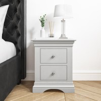 ALMOST PERFECT - Grey Painted French 2 Drawer Bedside Table - Olivia