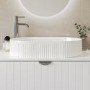 White Oval Fluted Countertop Basin 573mm - Oregon