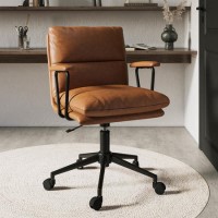 Tan Faux Leather Swivel Office Chair - Otis