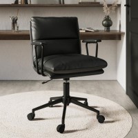 Black Faux Leather Swivel Office Chair - Otis