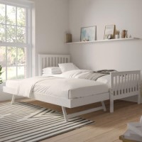 Single White Wooden Guest Bed with Trundle - Oxford