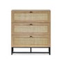 Rattan Chest of 3 Drawers in Oak - Padstow - Julian Bowen