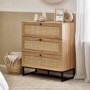 Rattan Chest of 3 Drawers in Oak - Padstow - Julian Bowen