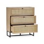 Rattan Chest of 3 Drawers in Oak - Padstow - Julian Bowen