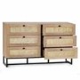 Wide Rattan Chest of 6 Drawers in Oak - Padstow - Julian Bowen