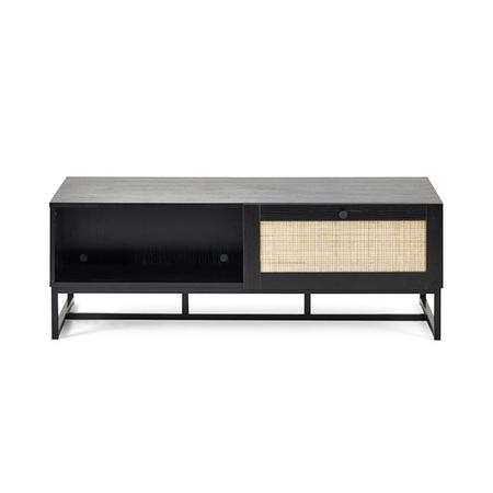 Rectangular Black Wooden Coffee Table with Storage - Padstow