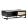 Rectangular Black Wooden Coffee Table with Storage - Padstow