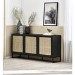 Large Black Sideboard with Rattan Doors - Padstow