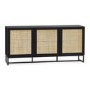 Large Black Sideboard with Rattan Doors - Padstow