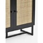 Tall Black Bookcase with Rattan Drawers - 3 Shelves - Padstow