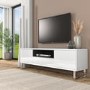 Large White Gloss TV Stand with Storage - TV's up to 77" - Paloma