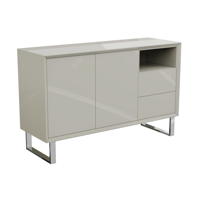 Large Beige Gloss Sideboard with Drawers - Paloma