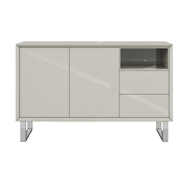 Large Beige Gloss Sideboard with Drawers - Paloma