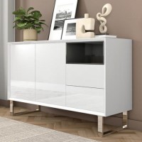 Large White Gloss Sideboard with Drawers - Paloma