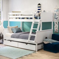 White Triple Sleeper Bunk Bed with Storage Drawers - Parker