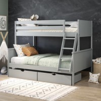 Grey Triple Sleeper Bunk Bed with Storage Drawers - Parker 