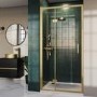 1200mm Brushed Brass Hinged Shower Door 8mm Glass - Pavo