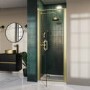 Brushed Brass 8mm Glass Hinged Shower Door 900mm - Pavo