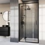 Black 8mm Glass Hinged Shower Door 1200mm - Pavo