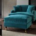 Large Teal Velvet Footstool - Payton