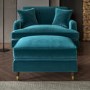 Large Teal Velvet Footstool - Payton