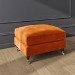 Large Orange Velvet Footstool - Payton