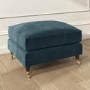 Large Blue Velvet Footstool - Payton