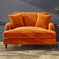 Orange Velvet Love Seat - Payton