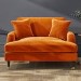 Orange Velvet Love Seat - Payton