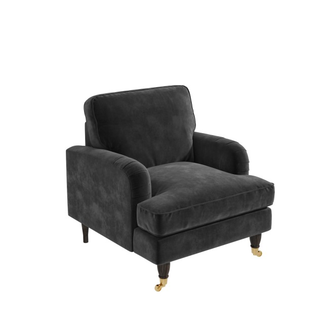 Dark Grey Velvet Armchair - Payton