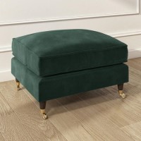 Large Dark Green Velvet Footstool - Payton