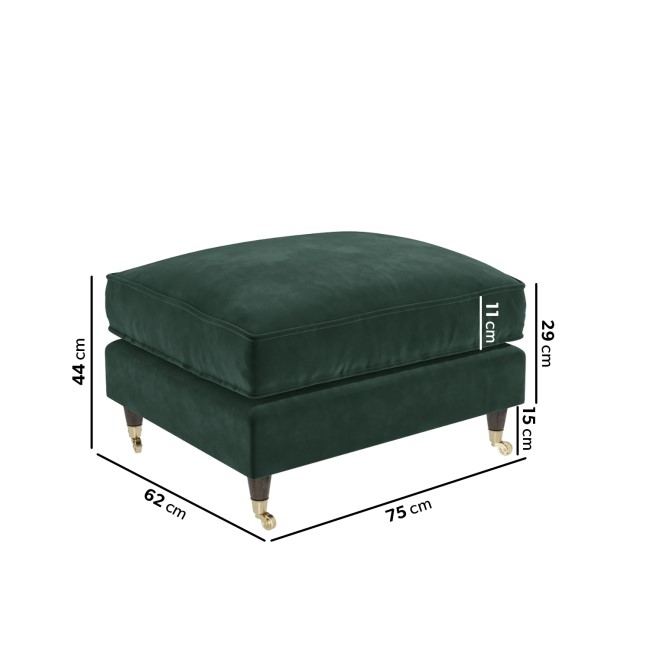 Large Dark Green Velvet Footstool - Payton