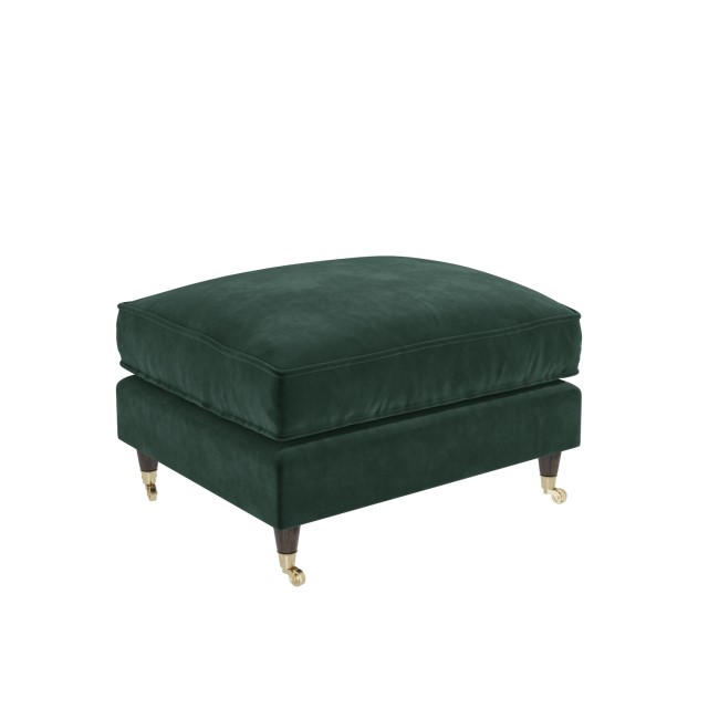 Large Dark Green Velvet Footstool - Payton