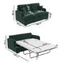 Dark Green Velvet Pull Out Sofa Bed - Seats 2 - Payton