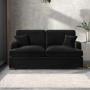 Black Velvet Pull Out Sofa Bed - Seats 2 - Payton