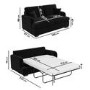 Black Velvet Pull Out Sofa Bed - Seats 2 - Payton