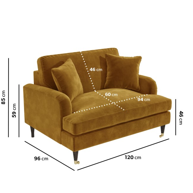 Mustard Velvet Love Seat - Payton