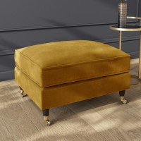 Large Mustard Velvet Footstool - Payton